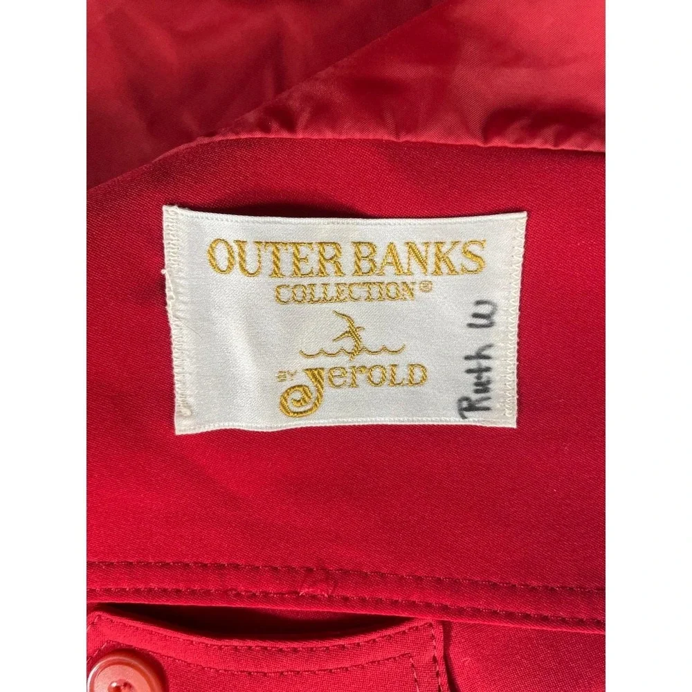 Vintage 60s Outer Banks Women Small Trench Coat Red Western‎ Yoke Rain Repellent